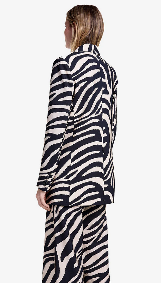SMYTHE Shawl Collar Oversized Blazer - Black White Zebra