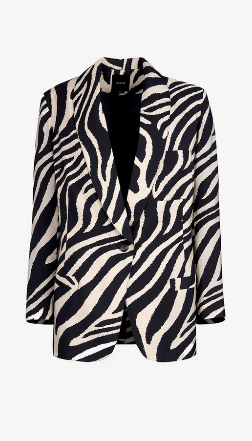 SMYTHE Shawl Collar Oversized Blazer - Black White Zebra