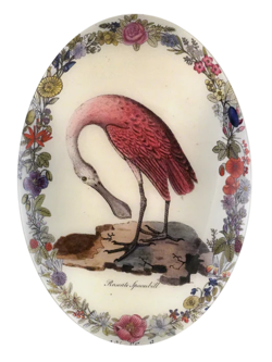 JOHN DERIAN 13 x 18" Convex Oval - Spoonbill with Flowers