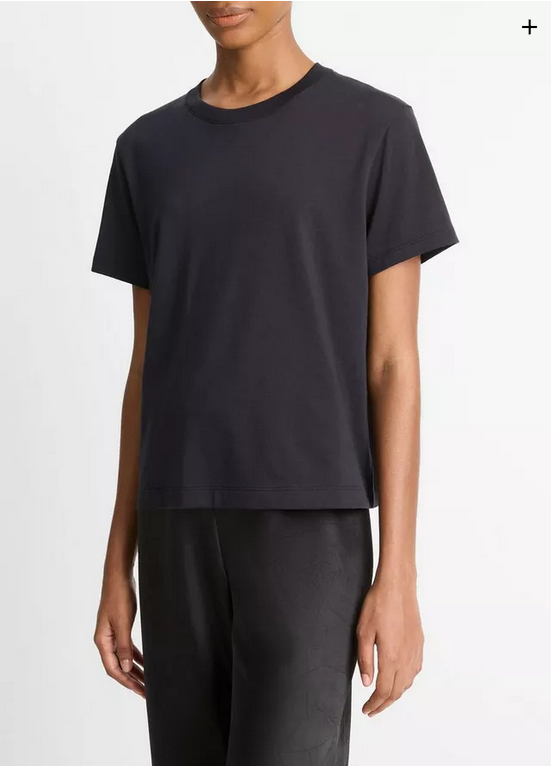 VINCE Pima Cotton Crew Neck T-Shirt - Coastal Blue