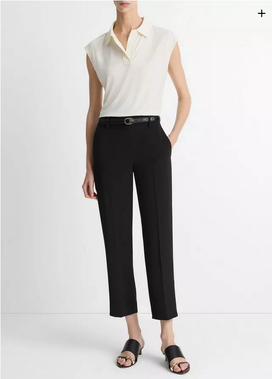 VINCE Crepe Tapered Pull-On Pant - Black