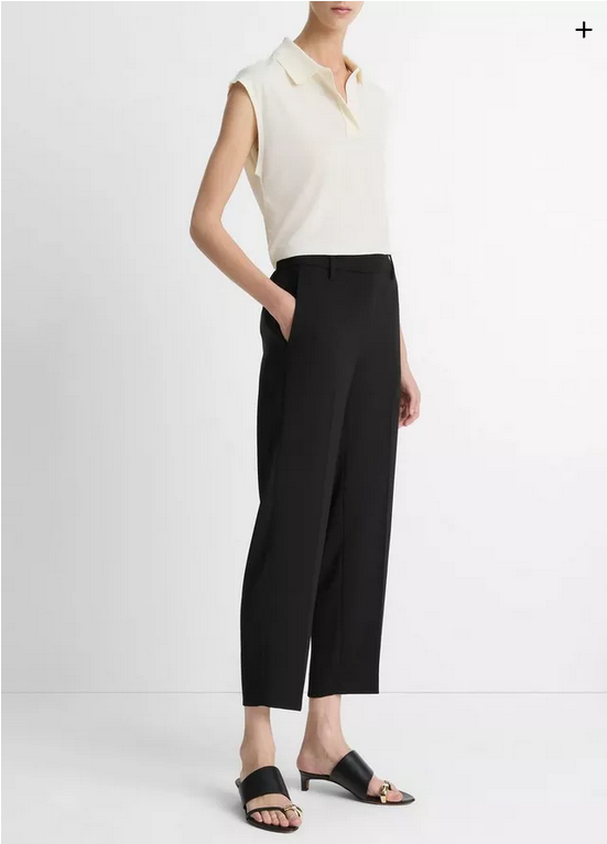 VINCE Crepe Tapered Pull-On Pant - Black