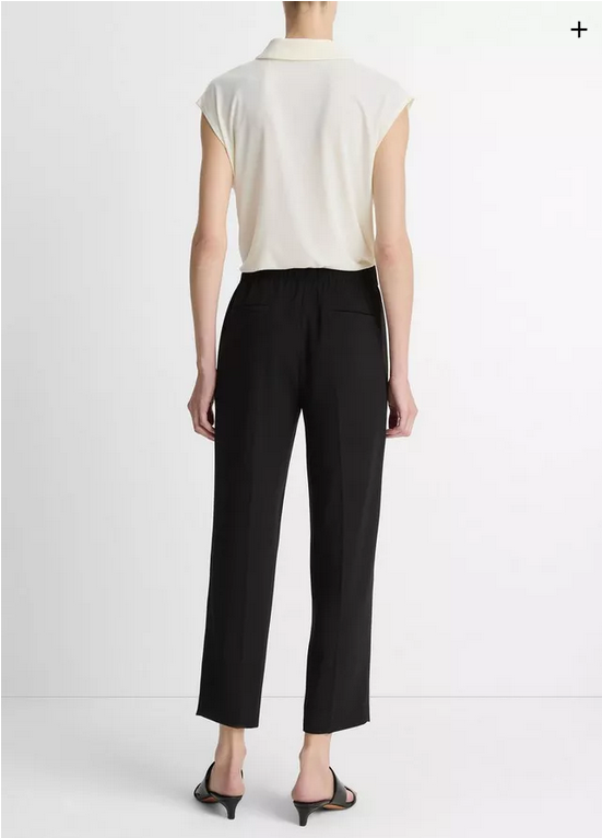 VINCE Crepe Tapered Pull-On Pant - Black
