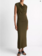 VINCE Jersey Draped Cowl-Neck Dress - Verde