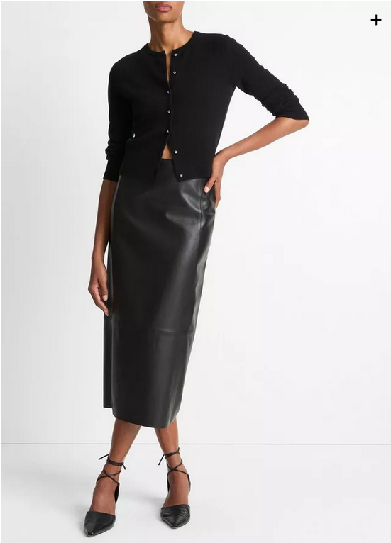 VINCE Metal Button Wool & Cashmere Cardigan - Black