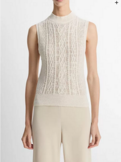 VINCE Cable Double-Layer Shell - Off White/Gold Cliff