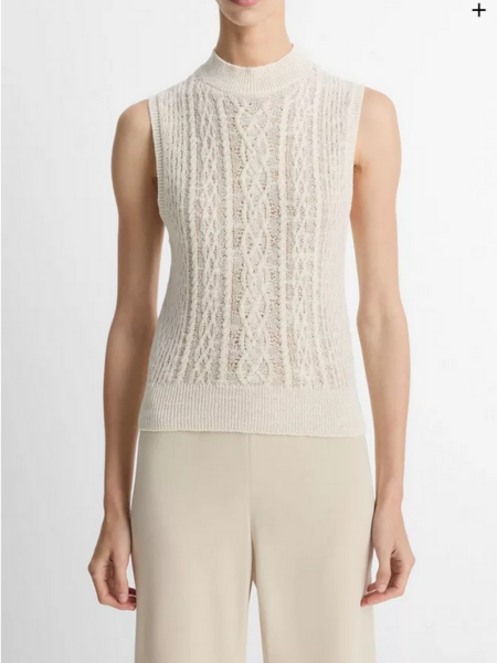 VINCE Cable Double-Layer Shell - Off White/Gold Cliff