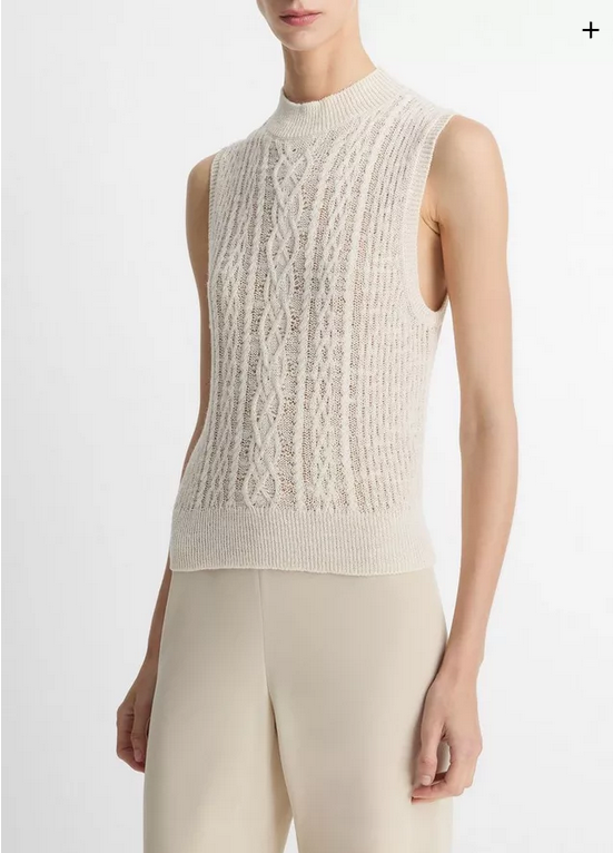 VINCE Cable Double-Layer Shell - Off White/Gold Cliff