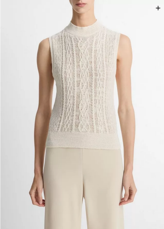 VINCE Cable Double-Layer Shell - Off White/Gold Cliff