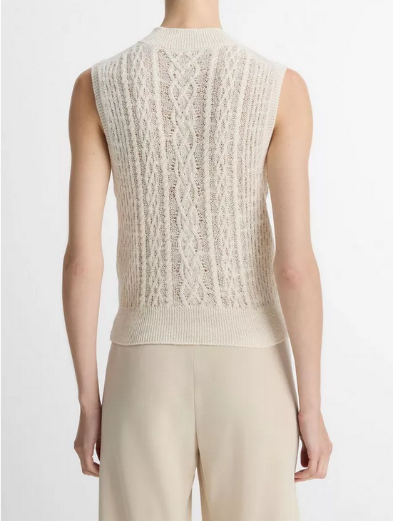 VINCE Cable Double-Layer Shell - Off White/Gold Cliff