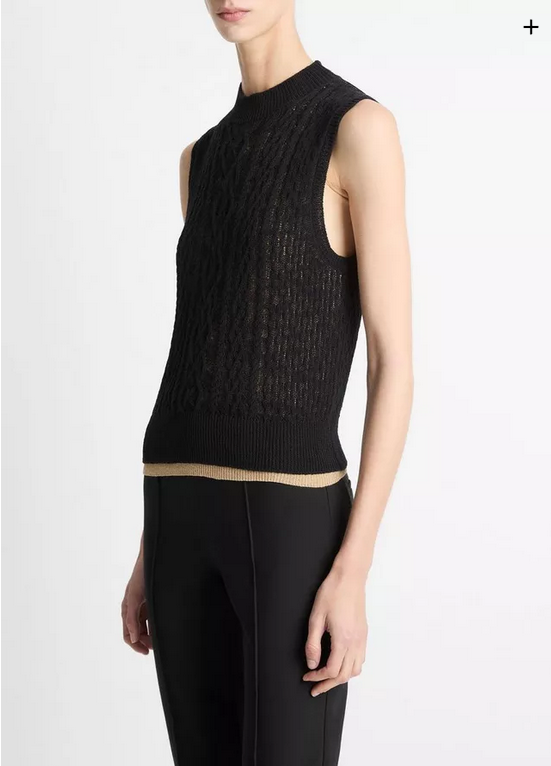 VINCE Cable Double-Layer Shell -Black/Gold Cliff