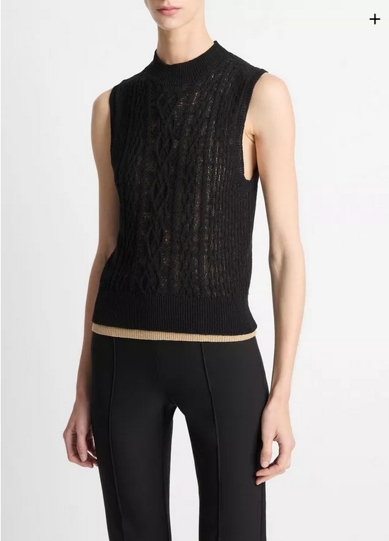 VINCE Cable Double-Layer Shell -Black/Gold Cliff