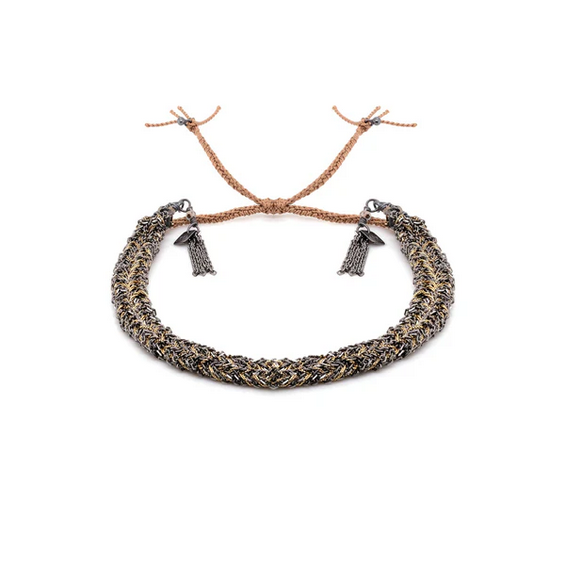 MARIE LAURE CHAMOREL No. 183 Braided Bracelet - Ruthenium Lurex Gold