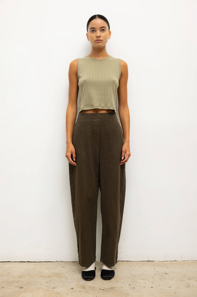 LESET Chloe Barrel Pant - Dark Olive