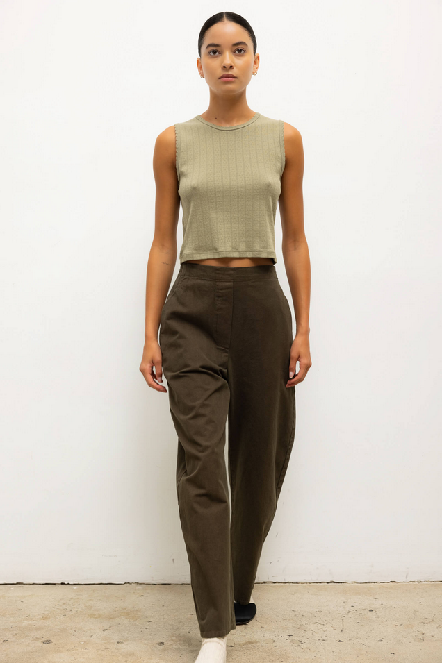LESET Chloe Barrel Pant - Dark Olive