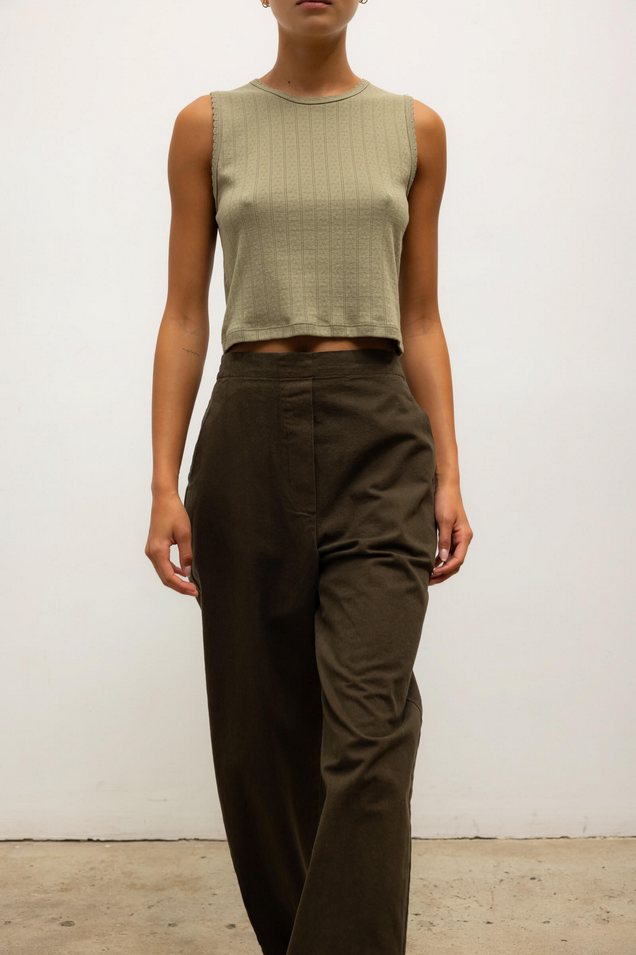 LESET Chloe Barrel Pant - Dark Olive
