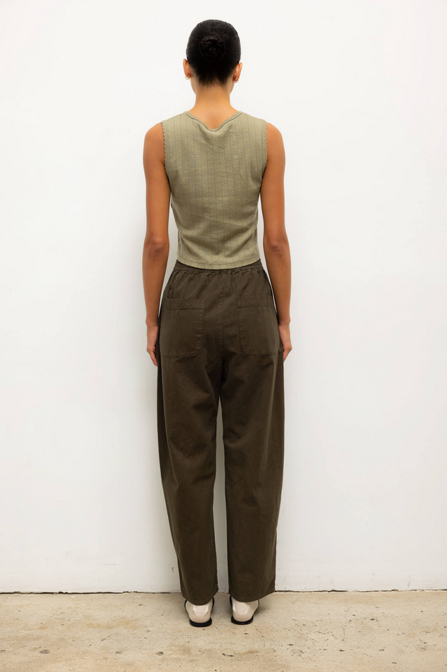 LESET Chloe Barrel Pant - Dark Olive