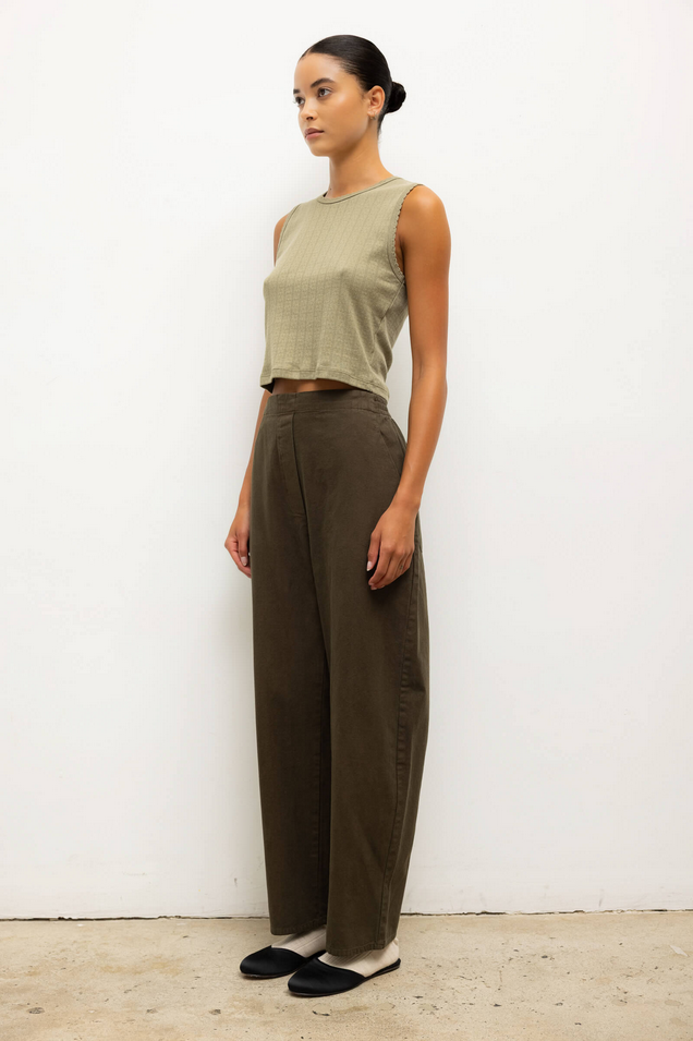 LESET Chloe Barrel Pant - Dark Olive
