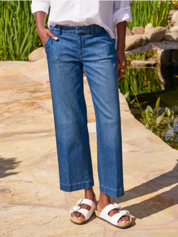 FRANK & EILEEN Westport Italian Wide-Leg Chino - Washed Blue
