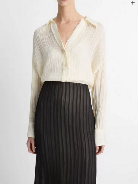 VINCE Crushed Stripe Button-Front Shirt