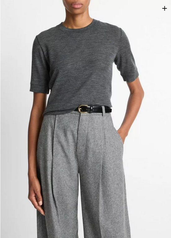 VINCE Wool Strunken T-Shirt - Medium Heather Grey