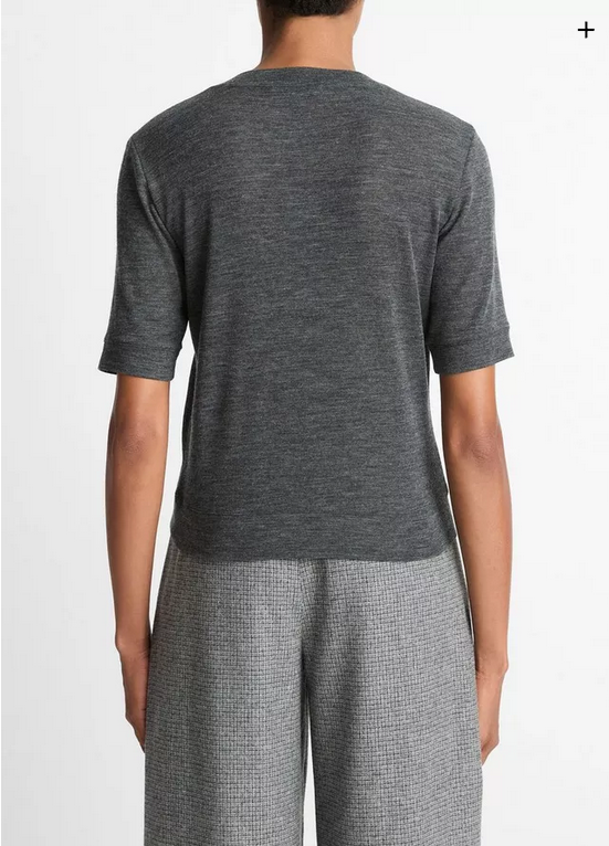 VINCE Wool Strunken T-Shirt - Medium Heather Grey