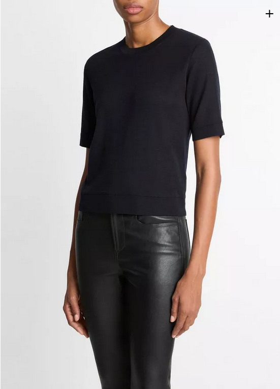 VINCE Wool Shrunken T-Shirt - Coastal Blue