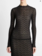 VINCE Diamond Lace Mock-Neck Long-Sleeve Top - Black