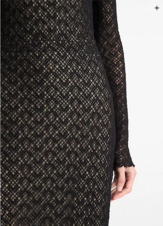 VINCE Cotton-Blend Diamond Lace Skirt - Black