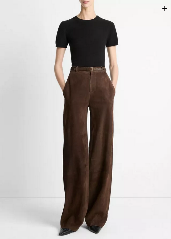VINCE Suede Mid-Rise Trouser - Deep Espresso