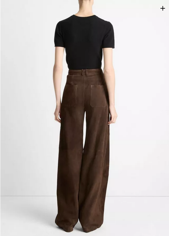 VINCE Suede Mid-Rise Trouser - Deep Espresso
