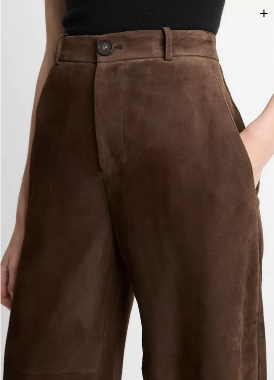 VINCE Suede Mid-Rise Trouser - Deep Espresso