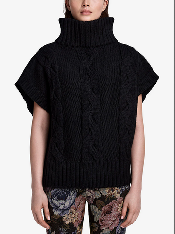 SMYTHE Cable-Knit Sleeveless Turtleneck - Black