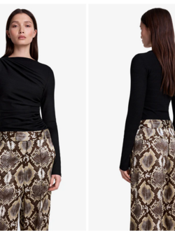 SMYTHE Ruched Knit Top - Black