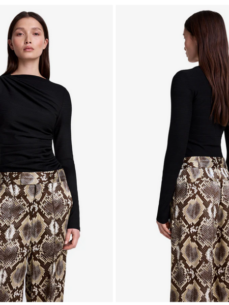 SMYTHE Ruched Knit Top - Black
