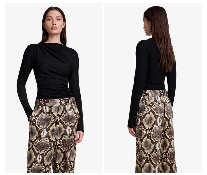 SMYTHE Ruched Knit Top - Black