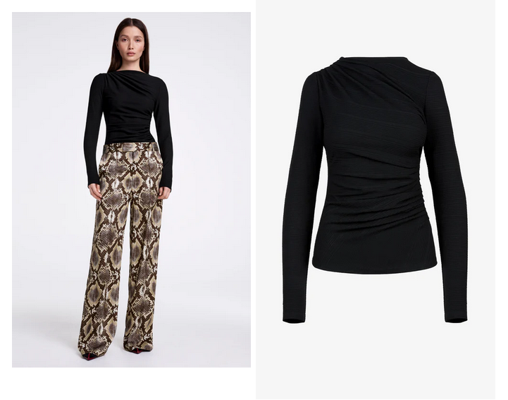 SMYTHE Ruched Knit Top - Black