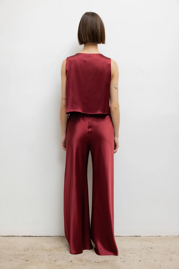 LESET Barb Crop Sleeveless Top - Bordeaux