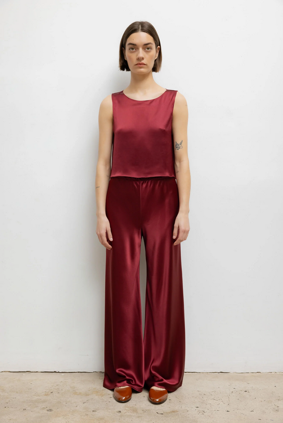 LESET Barb Crop Sleeveless Top - Bordeaux