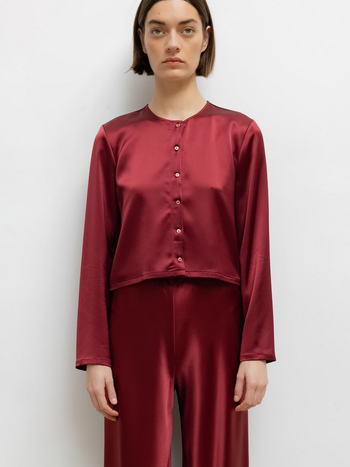 LESET Barb Crew Cardigan - Bordeaux