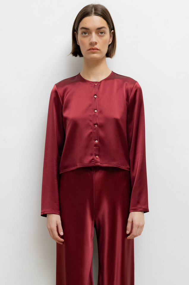 LESET Barb Crew Cardigan - Bordeaux