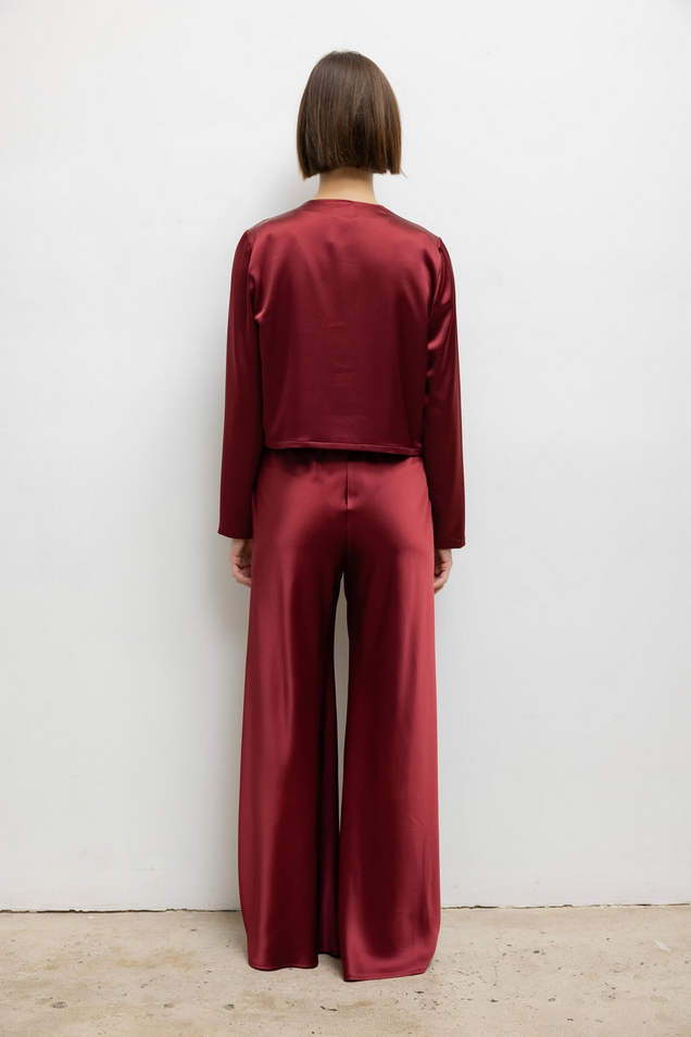 LESET Barb Crew Cardigan - Bordeaux