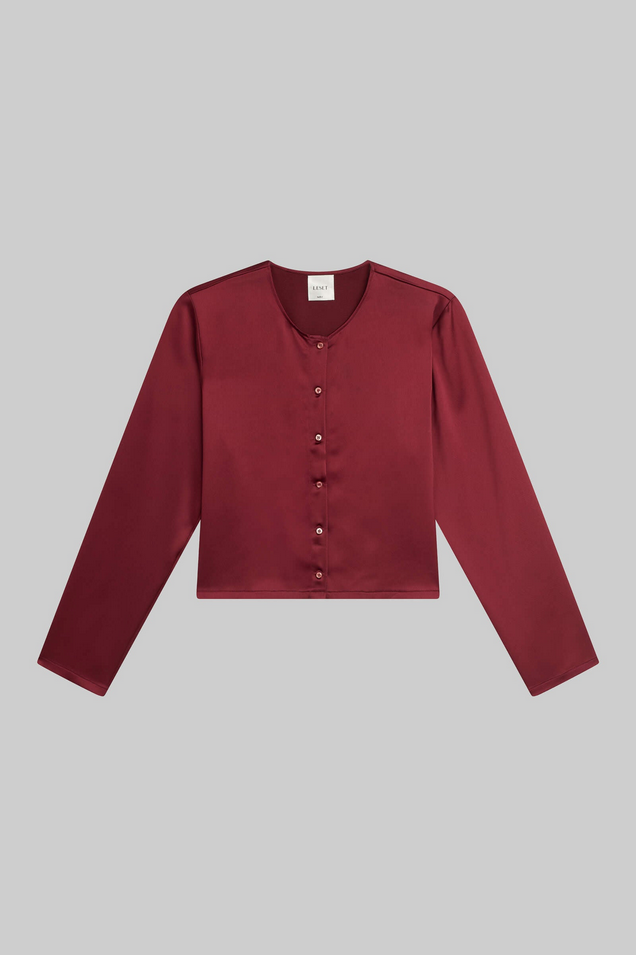 LESET Barb Crew Cardigan - Bordeaux