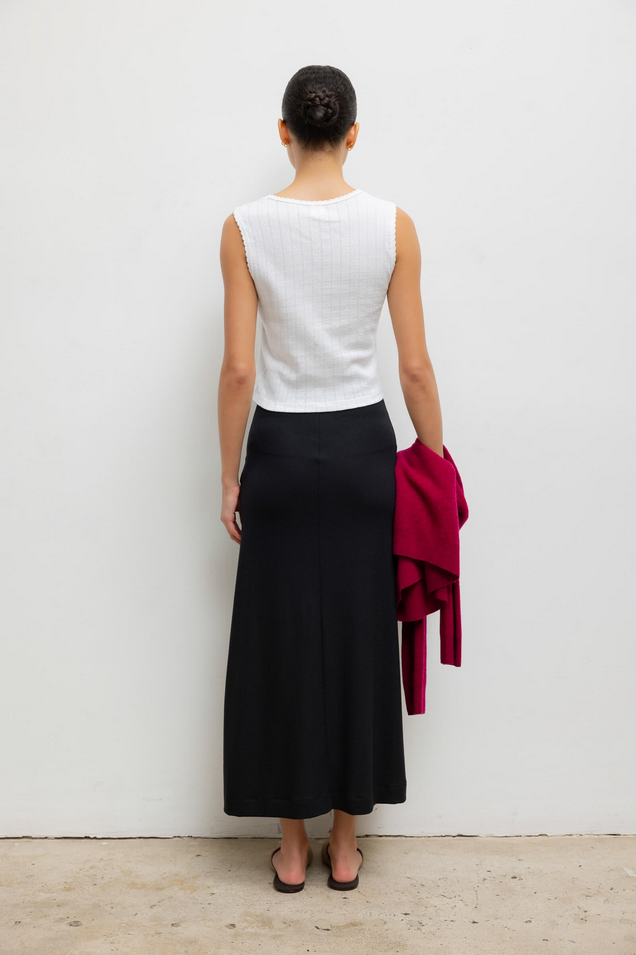 LESET Lauren High Waist Midi Skirt - Black