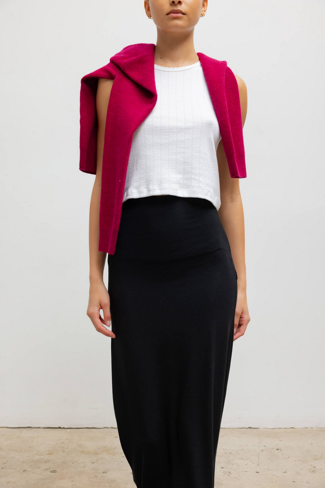 LESET Lauren High Waist Midi Skirt - Black