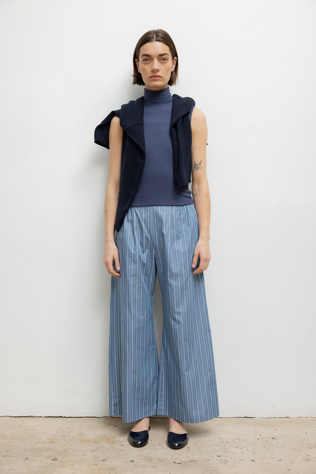 LESET Yoshi Wide Leg Boxer Pant - River Stripe
