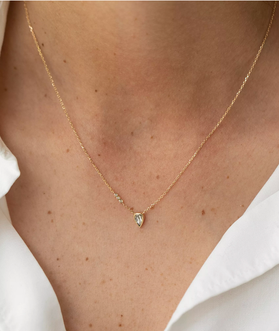 CELINE DAOUST Rosecut Champagne Diamond Heart Necklace