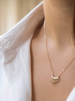 CELINE DAOUST Diamond Baguette Rising Sun Necklace