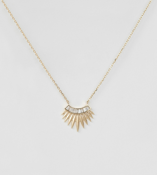 CELINE DAOUST Diamond Baguette Rising Sun Necklace