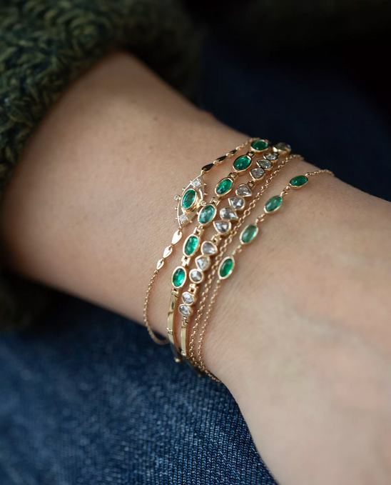 CELINE DAOUST Diamond and Emerald Eye Bracelet